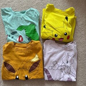 🤍 H&M🤍Pokemon - Bulbasaur, Pikachu, Eevee, Mewtwo set of 4 ,boys/girls size 5-6